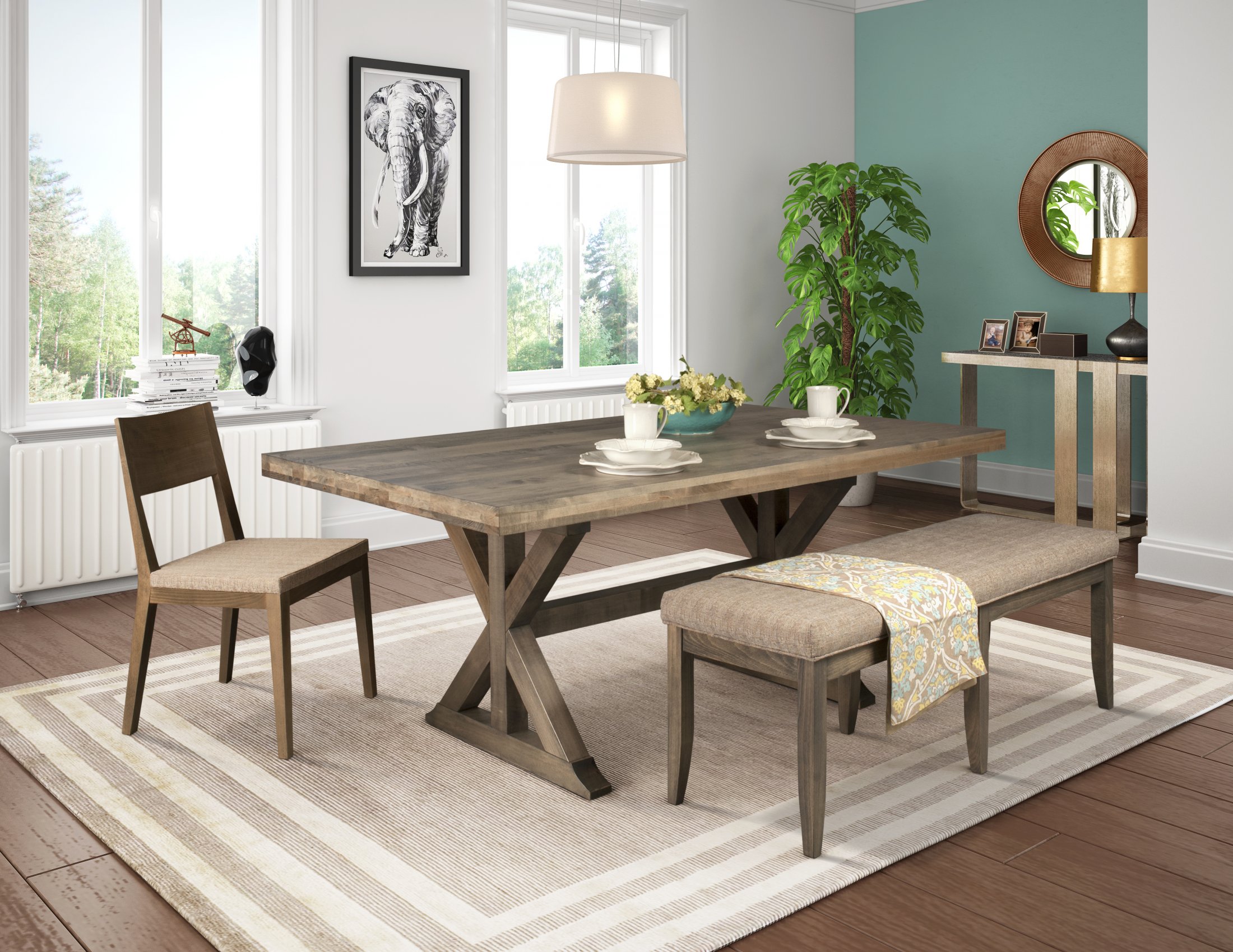 Weston Table with BN-U 55 SBR bench, 14 Chair