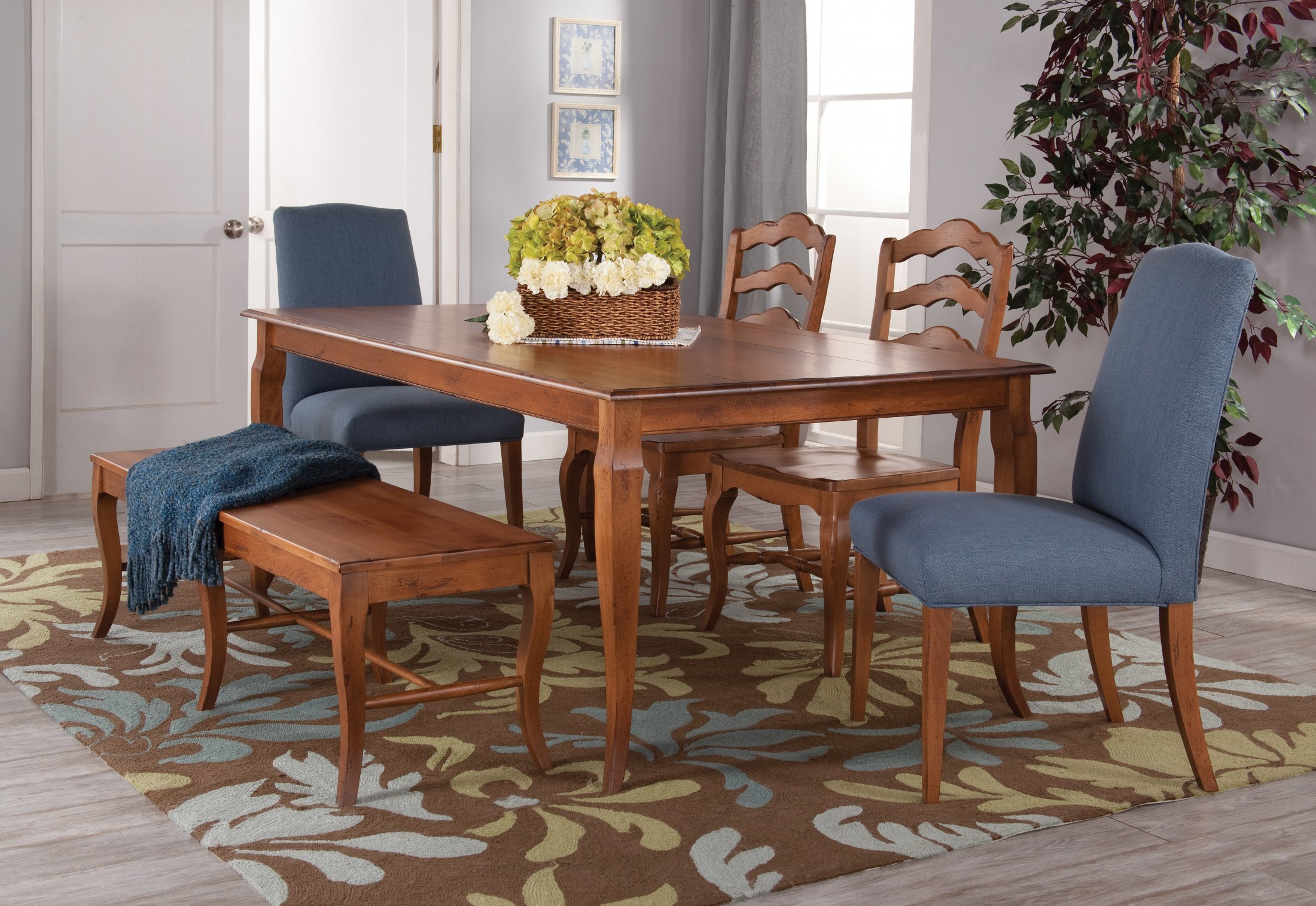 European Leg Table with BN-W 55 EUR bench, 35 chairs, and 60 chairs