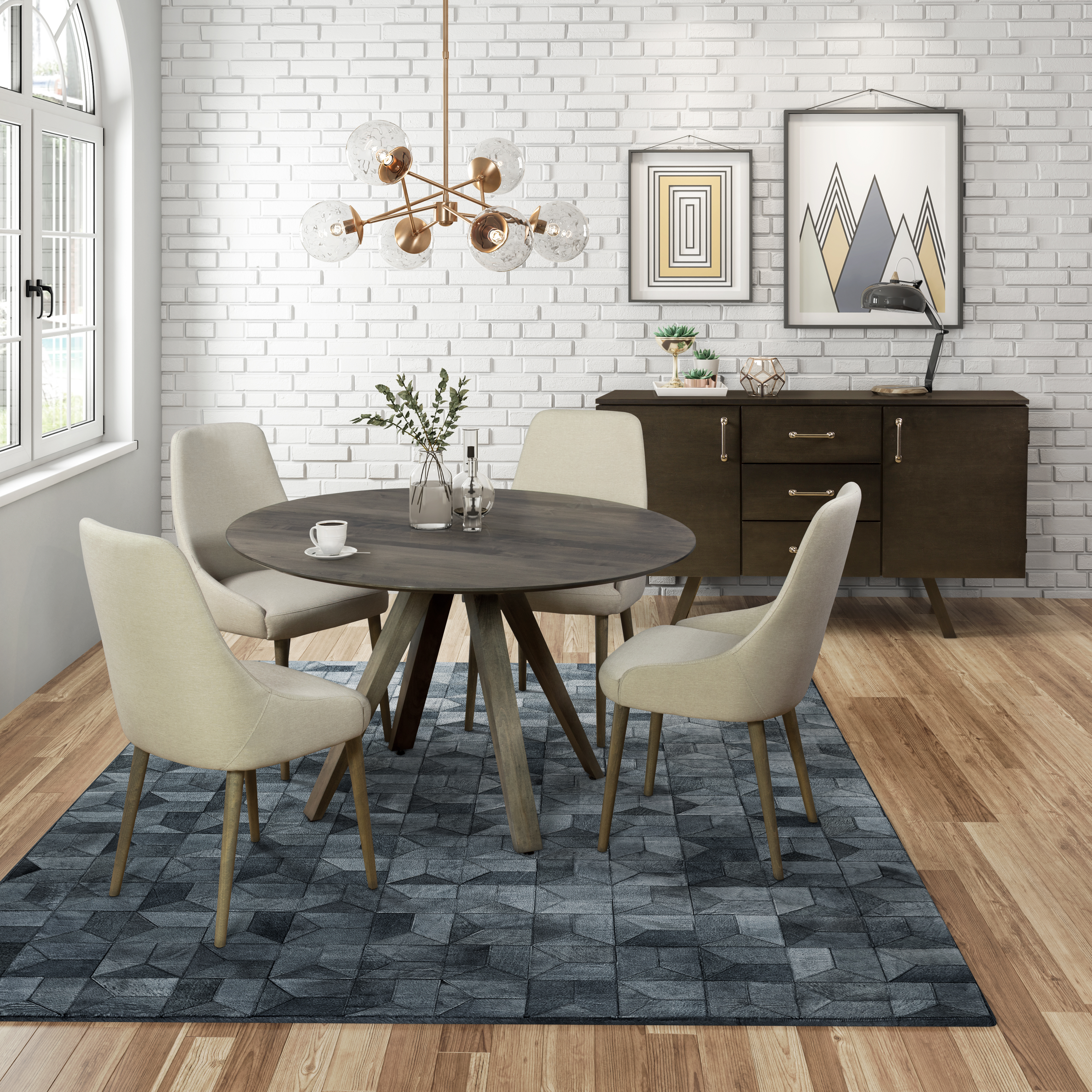 Nova 120cm Round Glass Dining Table + Lanna Chairs